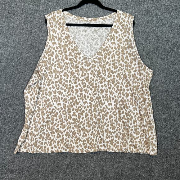 Old Navy Shirt Womens 3XL Beige Tank Top Animal Print Flowy Plus Size Boho - Picture 1 of 8